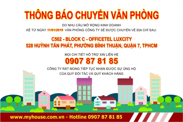 THÔNG BÁO DỜI VĂN PHÒNG MY HOUSE THÔNG BÁO DỜI VĂN PHÒNG MY HOUSE
