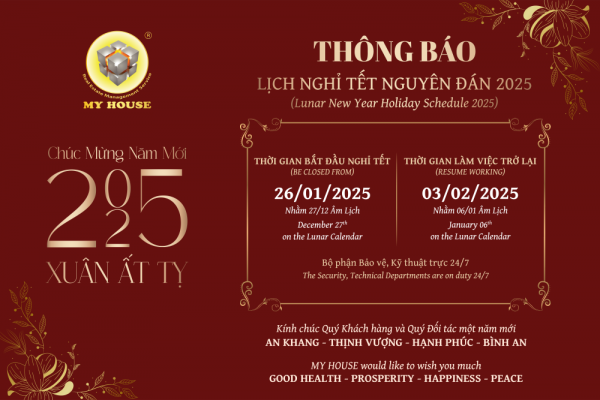 MY HOUSE THÔNG BÁO LỊCH NGHỈ TẾT NGUYÊN ĐÁN 2025 MY HOUSE THÔNG BÁO LỊCH NGHỈ TẾT NGUYÊN ĐÁN 2025